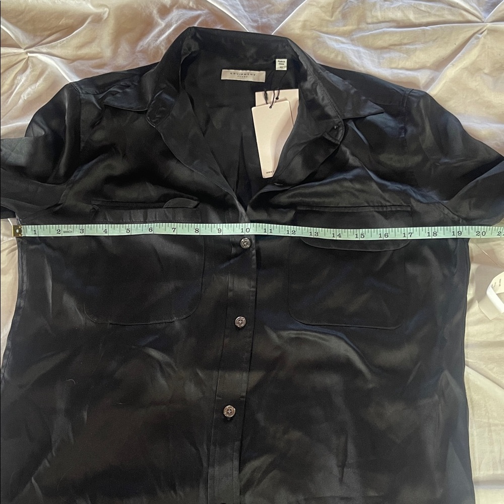 NWT Equipment SIGNATURE 100% SILK SATIN SHIRT in True Black - Picture 13 of 15